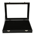 Pin Display Case Premium Transparent Glass Lid Jewelry Storage Box With Lock Buckle For Brooch Badge Medal Collection Black 28x20x5cm
