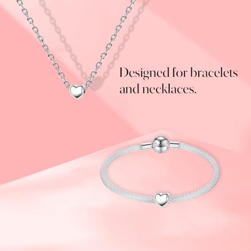 S925 Charms for Bracelets and Necklaces, Gifts for Mothers Nurses Day Graduation, for Girlfriend Family Friend, Bead Pendant, for Pandora, Silver 14K Gold Plated Enamel CZ, DIY Jewelry Making - style: 21 Small Silver Heart Charms