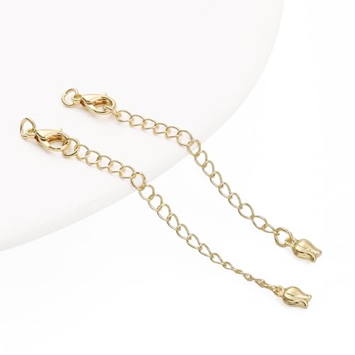 BEADIA 14K Gold Plated Extender Chains 75mm 20pcs Rose Extension Tail Chains for Jewelry Making Findings - color: Rose