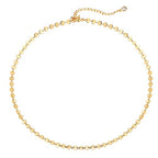 Dremmy Studios Dainty Gold Choker Necklace for Women 14K Gold Plated Coin Disc Figaro Layered Beaded Flat Mariner Sideways Cross Wishbone Link Clavicle Necklaces - style: Coin