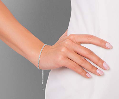 Miabella 925 Sterling Silver or 18K Gold Plated Diamond-Cut Adjustable Bolo 2.5mm Bead Ball Bracelet for Women, Made in Italy - color: sterling silver
