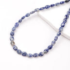 6×8mm Natural Blue Dot Gemstone Loose Beads Flat Oval Healing Crystal Loose Stone Beads for Jewelry Necklace Bracelet Earring Craft - color: Blue Dot