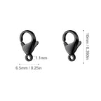 [10MM/ 100PCS] Black Lobster Clasps for Jewelry Making Black Color Plated 304 Stainless Steel Lobster Claw Clasps Bulk for DIY Crafts Jewelry Making - color: 10mm black