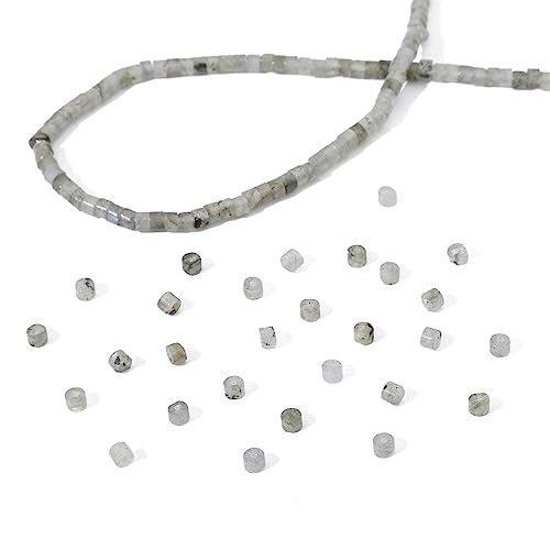 BEADIA Natural Spectrolite Short Cylinder Beads 2x3mm 155pcs Tube Loose Semi Gemstone Beads for Jewelry Making Design - color: Spectrolite