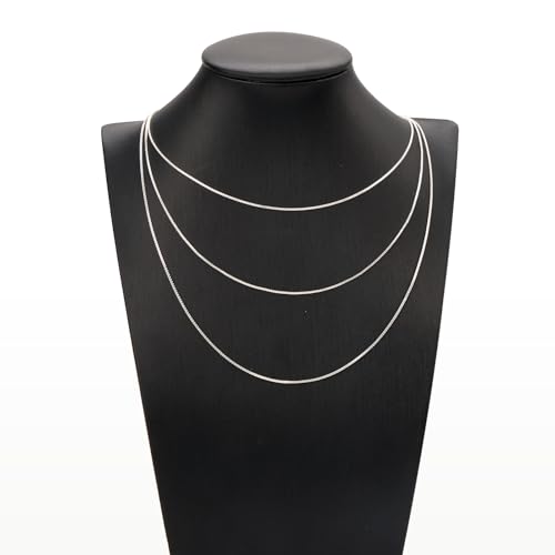 10 Pack Silver Necklace Set Delicate Square Rolo Chain Necklaces Bulk for Jewelry Making - color: Silver Box