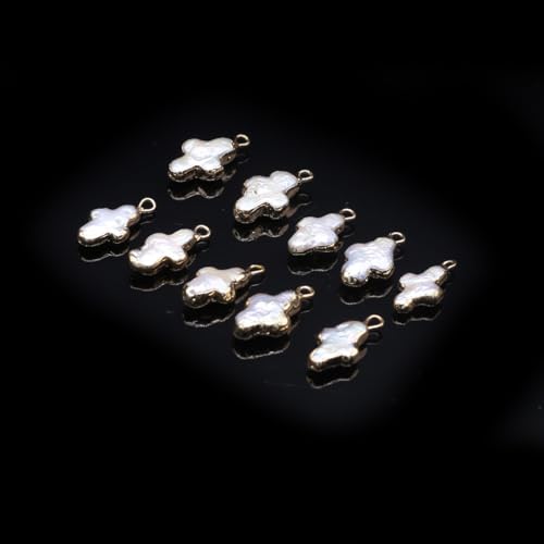 5 Pcs Natural Pearl Pendants Irregular Freshwater Pearl Pendant Charms for Jewelry Making Necklace Bracelet DIY Gift - color: cross