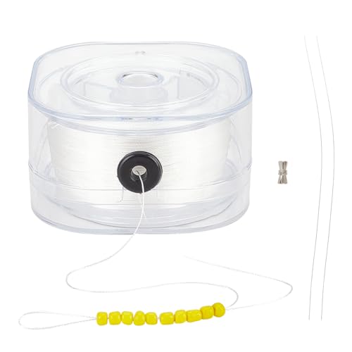 PH PandaHall 246 Yards 0.2mm Bracelet String Beading Thread Seed Bead Thread Sewing String with Leading Wire and Buckle for Leather Stitching Beading Jewelry Bracelets Making White - size: 0.2mm, style: White