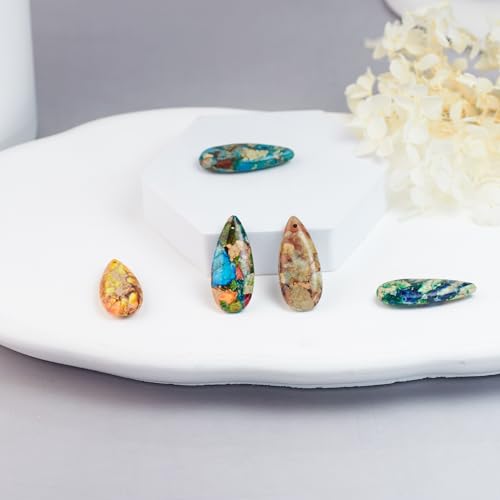 5 Pieces Natural Teardrop Imperial Jasper Pendant,Gemstone Charms for DIY Jewelry Making Necklaces, Bracelets, Earrings - color: Teardrop Imperial Jasper Pendant-a