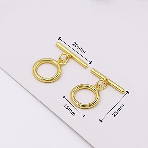 1Box 20 Sets Mixed 5 Styles 14K Real Gold Filled OT Toggle Clasps OT End Clasps Connectors Bar for Bracelet Necklace Jewelry Making (Style1)