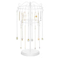 iDavosic.ly 2 Tier Rotating Necklace Holder Organizer with 42 Hooks, Adjustable Metal Bracelet Display Stand Rack, Extra Tall Keychain Spinning Tree Tower for Women, White - color: White