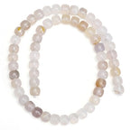 BEADIA Natural White Agate Flat Cut Round Drum Stone 8mmx7mm Loose Semi Gemstone Beads for Jewelry Making 38cm - color: White Agate