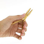 Hair Extension Tool Kit Microlink Pliers with Anti-slip Handle Hair Extension Beading Tool Hair Needle Pulling Hook Hair Styling Bead Closer and Remover Pliers - color: 2 Gold