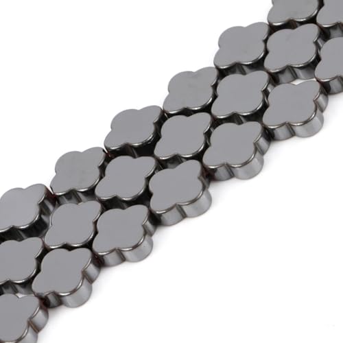 HAAMIIQII 65pcs 6mm Natural Black Hematite Loose Gemstone Beads Flat Clover Shape Spacer Stone Beads for Jewelry Making DIY Bracelets Necklaces Crafting - color: Clover Shape, size: 6mm