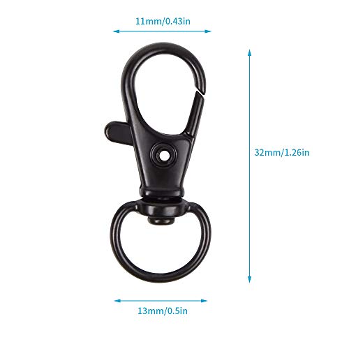 70PCS Swivel Snap Hooks with Key Rings, Metal Lobster Claw Clasp, Keychain Rings for Crafts(Gun Black, 1.25inch(32mm) - color: gun black, size: 32mm