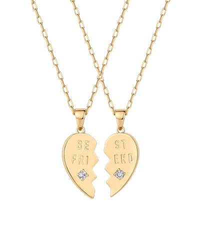 PAVOI 14K Gold Plated Cubic Zirconia Heart Necklace | Cute Dainty Love Pendant Necklaces for Women - Valentines Day Trendy Jewelry - style: Heart - BFF