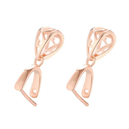 2pcs 925 Sterling Silver Pendant Bail Connector Clasp Charms for Necklace DIY Jewelry Craft Making Accessories (Rose Gold) - color: Rose gold, size: 16mm