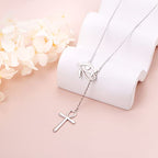 Long Necklace Sterling Silver Larait Bar Y Lariat Long Chain Drop Adjustable Necklace Gift for Her, 30" - style: Long Eye of Horus Necklace