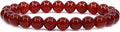 Angelstones Handmade Natural Healing Gemstone 8mm Round Beads Stretch Crystal Bracelet 7 Inch Unisex - color: Red Agate