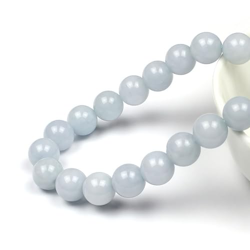 MJDCB Natural Round Aquamarine Gemstone Spacer Loose Beads Spacer Beads for DIY Jewelry Making Strand 15" - color: A+ Aquamarine, size: 10mm