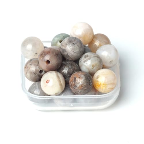 100Pcs Natural Stone 6mm Bamboo Leaf Agate Round Loose Gemstone Energy Healing Beads Hole Size 1mm DIY Smooth Beads for Bracelet Necklace Earrings Jewelry Making - color: Bamboo Leaf Agate, size: 6mm