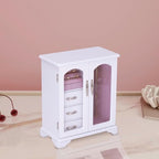 White Jewelry Box,Handle Carving Craft Wooden Jewelry Boxes,With Swivel Hook And Velvet Lining Large Jewelry Box For Women,Suitable As Gift For Friends