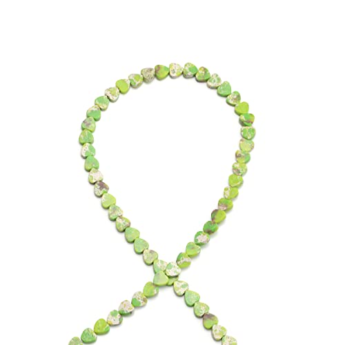 6mm Natural Garss Green Imperial Jasper Stone Beads Heart Shape Cute Fine Gems Spacer Beads Fit Jewelry Making DIY Exquisite Necklace Bracelet Accessory - color: Garss Green Imperial Jasper