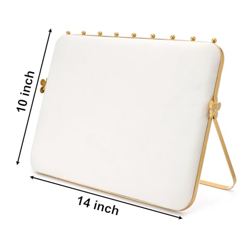 Elsjoy Velvet Necklace Display Stand, Beige & Gold Necklace Jewelry Showcase Holder, Metal Hanging Necklace Organizer Large Necklace Display for Vendors