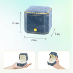 Jewelry Ring Box Small Travel Jewelry Box, Velvet Wedding Ring Box for Business, Engagement, Wedding, Bridesmaid and Mother's Day - Lake blue - color: Ring Box-Lake blue