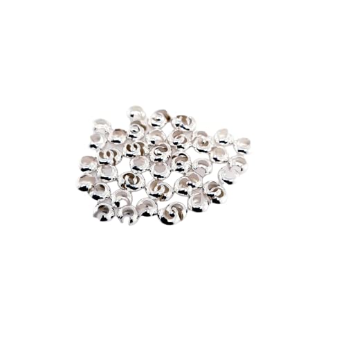 50pcs 925 Sterling Silver Open Crimp Bead Covers, 3.2MM, By CRAFT WIRE - color: 925 Sterling Silver, size: 3.2MM