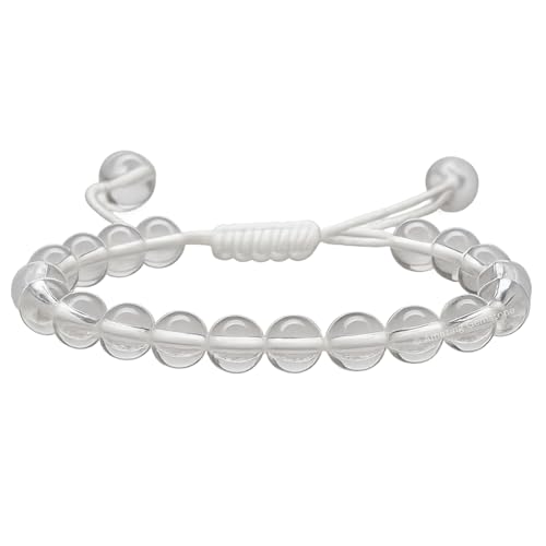 Amazing Gemstone Clear Quartz Bracelet, Gifts For Men & Women - Protection Healing Crystal Bracelet - 8mm Gemstone Beaded Adjustable Bracelet, Pulseras Para Hombres Mujer Stocking Stuffers - color: Clear Quartz