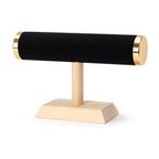 Wooden Watches Display tower Base Watch Necklace Bracelet Organizer Rack Bangle Scrunchie Headband Showcase tower (Velvet Round Black, 1-tiered) - color: Round Velvet Black
