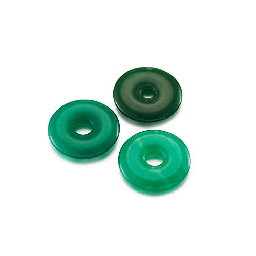 FASHEWELRY 10Pcs Natural Jade Donut Disc Gemstone Pendants 24-25mm Large Hole Healing Chakra Polished Stone Flat Round Bead Charms for Jewelry Making Hole: 5mm - color: 24~25mm, Jade, Green