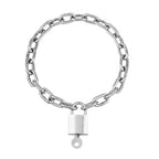 Heavy Chunky Stainless Steel Lock Necklace punk gothic Padlock Choker Chain for Men Jewelry - size: 15.7, style: 4MM