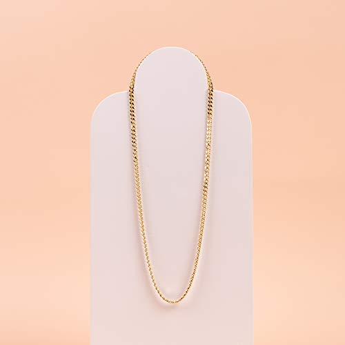 PAVOI 14K Gold Plated Curb Paperclip Box Sphere Bead Snake Herringbone and Figaro Chain Adjustable Necklace - style: Curb