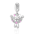 925 sterling silver Bead Charm for Pandora bracelets and Necklaces - Cute Heart Animal Ocean Pendant Bead Charms with Cubic Zirconia Mother's Day Jewelry Making DIY Gifts for Women Wife/Girlfriend - color: Jumping Cat Pendant