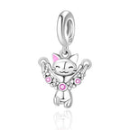 925 sterling silver Bead Charm for Pandora bracelets and Necklaces - Cute Heart Animal Ocean Pendant Bead Charms with Cubic Zirconia Mother's Day Jewelry Making DIY Gifts for Women Wife/Girlfriend - color: Jumping Cat Pendant