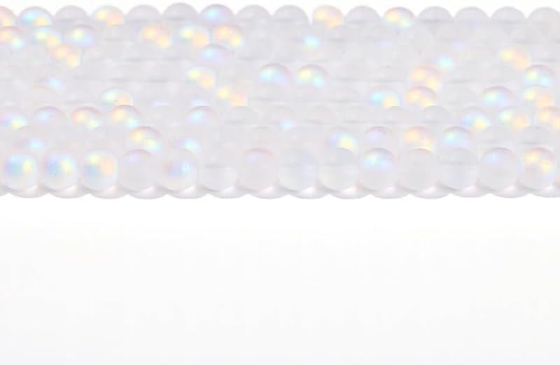 200Pcs Clear Matte Crystal Glass Beads, 4mm Aurora Mermaid Style for DIY Jewelry Making, Necklace Bracelet Earring Crafts