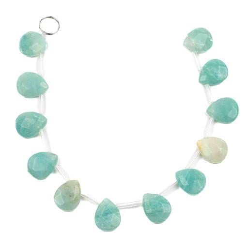 Cherry Blossom Beads Amazonite Beads 12x15mm Faceted Top-Drilled Teardrop - 12 pcs/ 8 Inch Strand - color: Amazonite