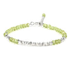 Natural Crystal Cut Bead Bracelet, 925 Silver Faceted Gemstone Jewelry for Women, Handmade Chakra Design Gift for Birthday Christmas Daily Wear - color: Green Peridot