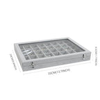 Wudygirl Jewelry Organizer Velvet Jewelry Box 40 Grid Earring Holder Organizer with Lid Ring Holder Ring Display Case Adjustable (Gray) - style: 40 Grid Tray