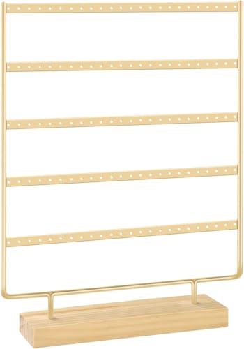 Earring Holder Organizer, Earring Display For Vendors, Gold Jewelry Holder, Earring Holder Organizer For Girls,Women, Earring Organizers And Storage(5 Tiers & 120 holes) - color: Gold