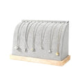 Cambered Necklace Display Stand with Flannelette Soft Mat Wood Jewelry Organizer Tabletop Display Holder for Necklaces, Choker Pendant (Light Grey) - color: Light Grey