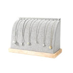 Cambered Necklace Display Stand with Flannelette Soft Mat Wood Jewelry Organizer Tabletop Display Holder for Necklaces, Choker Pendant (Light Grey) - color: Light Grey