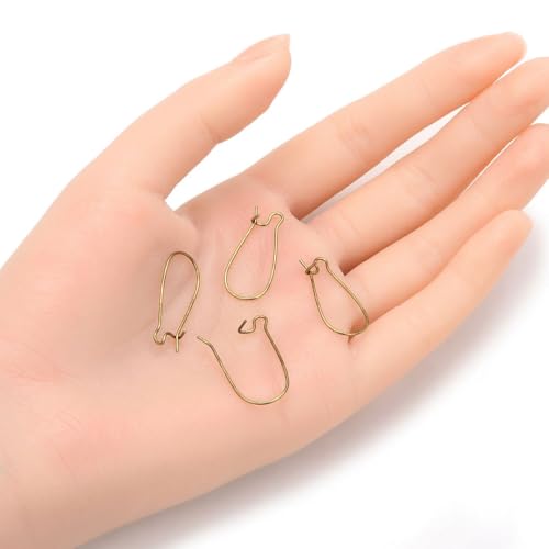 Adabele 200pcs Hypoallergenic Earring Hooks Kidney Ear Wire 25mm Long Antique Bronze Plated Brass for DIY Craft Earrings Jewelry Making CF46-25 - color: Antique Bronze, size: 25mm (1") - 200pcs