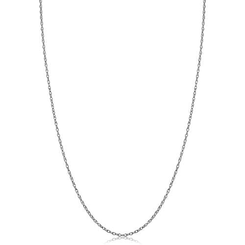 Kooljewelry Womens Classic Rope Chain - 14k White Gold Barely-There Necklace Thin Lightweight - size: 16 inch, style: 1 mm wide