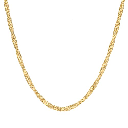Dremmy Studios Dainty Gold Choker Necklace for Women 14K Gold Plated Coin Disc Figaro Layered Beaded Flat Mariner Sideways Cross Wishbone Link Clavicle Necklaces - style: 2.8mm wave chain