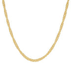 Dremmy Studios Dainty Gold Choker Necklace for Women 14K Gold Plated Coin Disc Figaro Layered Beaded Flat Mariner Sideways Cross Wishbone Link Clavicle Necklaces - style: 2.8mm wave chain