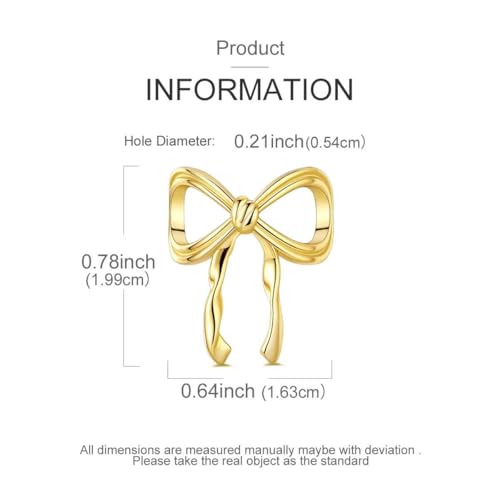 LAZA 925 Sterling Silver Charm for Bracelet Necklace Dangle Love Mom Butterfly Party Charm Beads Pendants DIY Jewelry for Women - color: Bow Tie（Gold）