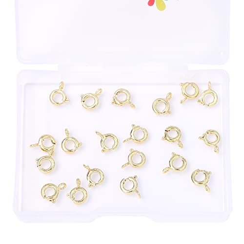 BEADIA 14K Gold Plated Spring Clasps Non Tarnish 6mm 20pcs for Jewelry Making Findings - color: Spring Clasps 14K Gold, size: 6mm