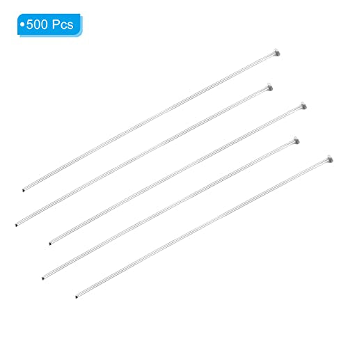 PATIKIL 500Pcs Flat Head Pins for Jewelry Making 70mm Stainless Steel Flat Head Pins Jewelry Head Pins for Craft Earring Bracelet Necklace Pendant Supplies 22 Gauge Silver - size: 70mm